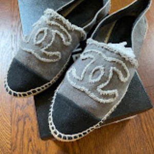 Chanel, dark grey-black espadrilles flat, made in Italy